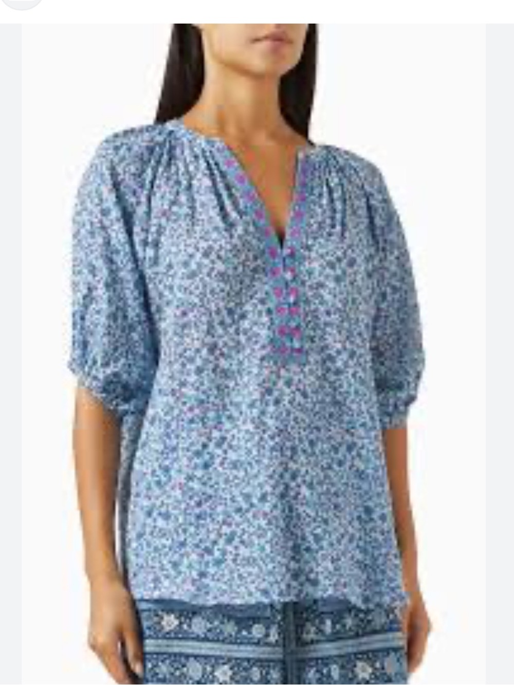SPELL love jetty short sleeve blouse in blue nirvana